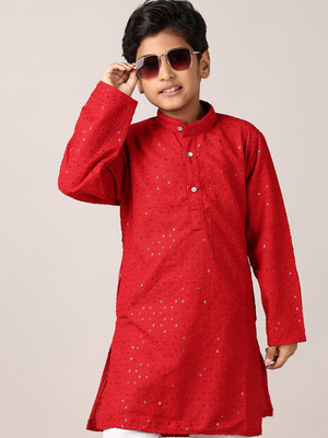 V-MART Boys Casual Kurta and Pyjama Set(Red Pack of 1)