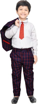 TAPODHANI Boys Wedding Shirt, Waistcoat and Pant Set(Purple Pack of 1)