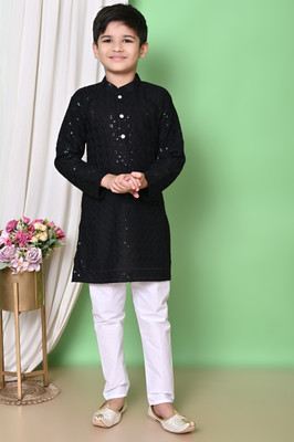Royall Collection Baby Boys Festive & Party Kurta and Pyjama Set(Black Pack of 1)