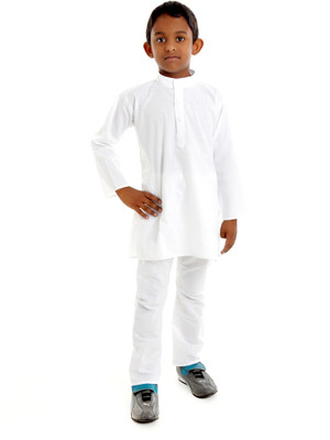 Aceline Boys Festive & Party Kurta and Pyjama Set(White Pack of 1)