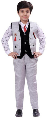Elite Trend Traders Boys Festive & Party Shirt, Waistcoat and Pant Set(Multicolor Pack of 1)