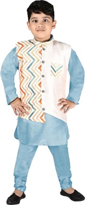 new gen Boys Festive & Party Kurta, Waistcoat and Pyjama Set(Orange Pack of 1)