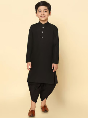 StyleVault Boys Festive & Party Dhoti & Kurta Set(Black Pack of 1)