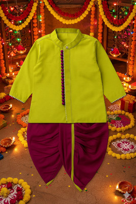 JAYI Baby Boys & Baby Girls Festive & Party Kurta and Dhoti Pant Set(Light Green Pack of 1)