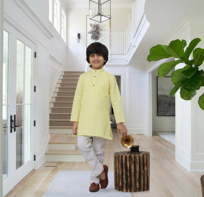 CENSAL Baby Boys Casual Kurta and Pyjama Set(Light Green Pack of 1)