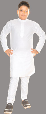 HouseOfCommon Boys Festive & Party Kurta and Pyjama Set(White Pack of 1)