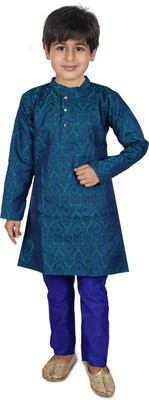 Vanraj Boys Festive & Party Kurta and Pyjama Set(Dark Blue Pack of 1)