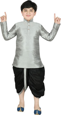 SG Boys Festive & Party Kurta and Dhoti Pant Set(Silver Pack of 1)
