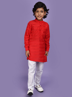 V-MART Boys Casual Kurta and Pyjama Set(Maroon Pack of 1)