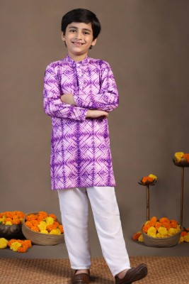 Fashion Dream Boys Festive & Party Kurta and Pyjama Set(Purple Pack of 1)