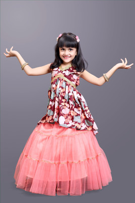 ALMS TRENDZ Girls Festive & Party Top and Skirt Set(Multicolor Pack of 1)