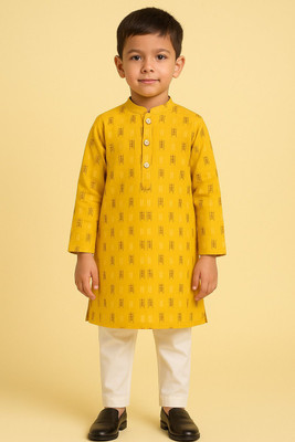 Oxipittal Club Boys Festive & Party Kurta and Dhoti Pant Set(Yellow Pack of 1)