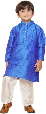 Sethukrishna Boys Festive & Party Kurta and Pyjama Set(Blue Pack of 1)