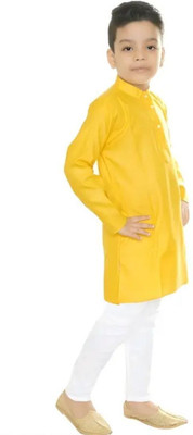 VDC FASHION TREND Baby Boys Festive & Party Kurta and Pyjama Set(Yellow Pack of 1)