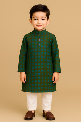 Wifi Baby Boys Festive & Party Kurta and Pyjama Set(Green Pack of 1)