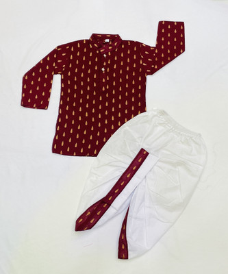 LaskarGarments Boys Festive & Party Kurta and Dhoti Pant Set(Maroon Pack of 1)