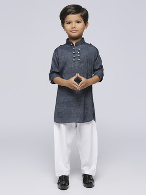 Tasrika Boys Festive & Party Kurta and Pyjama Set(Black Pack of 2)