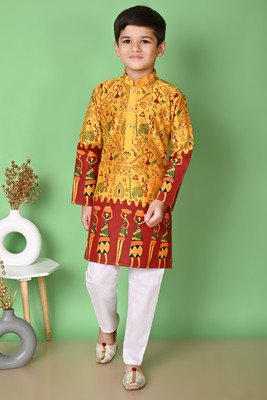 Take Style Boys Festive & Party, Wedding Kurta and Pyjama Set(Yellow Pack of 1)