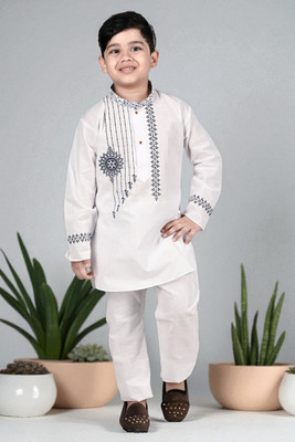 new gen Baby Boys Casual, Festive & Party, Wedding Kurta and Pyjama Set(White Pack of 1)