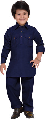 AJ Dezines Boys Festive & Party Pathani Suit Set(Blue Pack of 1)
