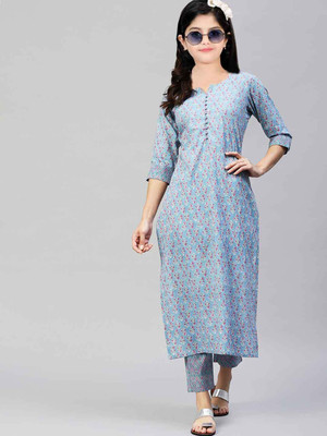 ROSMEAN Girls Formal Kurta and Trouser Set(Light Blue Pack of 1)