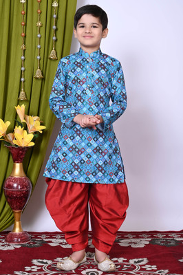 COSMOS ART ENTERPRISE Boys Festive & Party Kurta and Patiala Set(Multicolor Pack of 1)