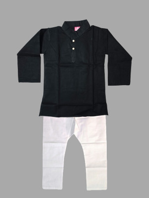 stylelife Boys Festive & Party Kurta and Pyjama Set(Black Pack of 1)