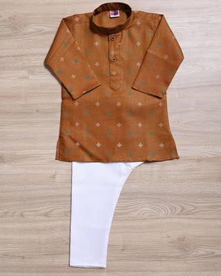 Oxipittal Club Boys Festive & Party Kurta and Dhoti Pant Set(Brown Pack of 1)