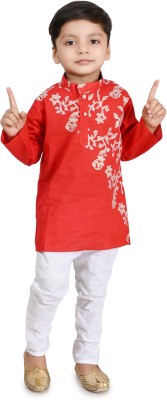 Wifi Baby Boys Festive & Party Kurta and Pyjama Set(Red Pack of 1)