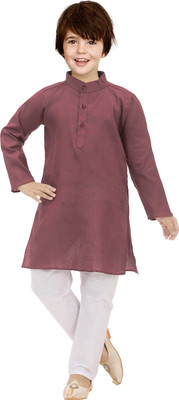 ZARTAJ Boys Festive & Party Kurta and Pyjama Set(Maroon Pack of 1)