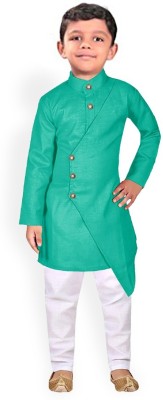 VC Fashion Boys Festive & Party Kurta and Pyjama Set(Green Pack of 1)