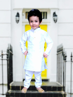 MODINA ENTERPRISE Boys Casual Kurta and Pyjama Set(White Pack of 1)