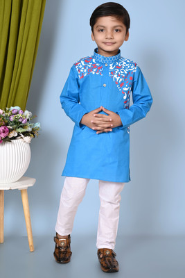 SASTREY Boys Festive & Party Kurta and Pyjama Set(Light Blue Pack of 1)