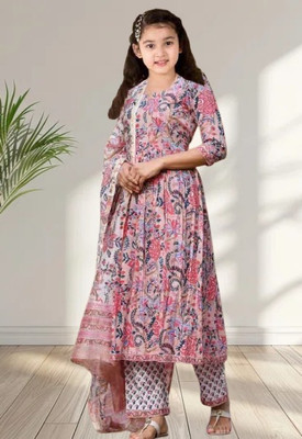 Various Vault Girls Casual Churidar and Dupatta Set(Light Blue Pack of 1)
