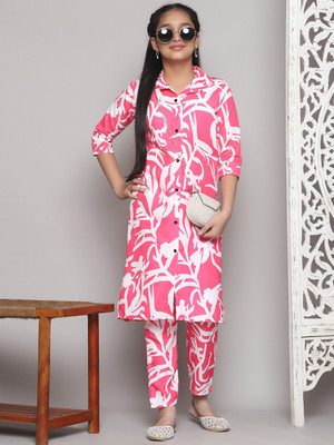 Various Vault Girls Casual Kurta and Pyjama Set(Pink Pack of 1)