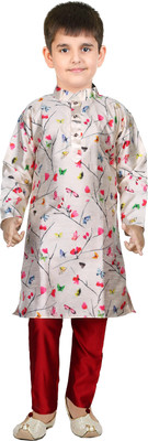 HRR Boys Festive & Party Kurta and Pyjama Set(Beige Pack of 1)