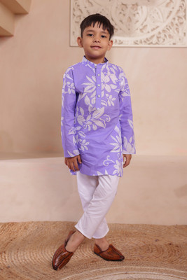 Kannan Boys Festive & Party Kurta and Pyjama Set(Purple Pack of 1)
