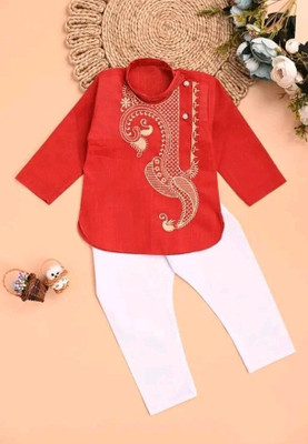 Oxipittal Club Baby Boys Festive & Party Kurta and Dhoti Pant Set(Red Pack of 1)