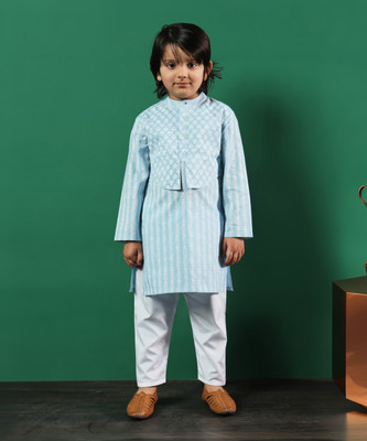 Readiprint Fashions Boys Festive & Party Kurta and Pyjama Set(Grey Pack of 1)