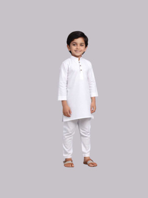 hockey pokey Boys Festive & Party Kurta and Pyjama Set(White Pack of 1)