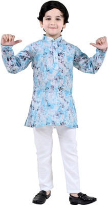 Arshia Fashions Boys Festive & Party Kurta and Pyjama Set(Blue Pack of 1)