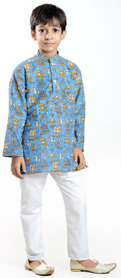 Aadideva Boys Festive & Party Kurta and Pyjama Set(Multicolor Pack of 1)