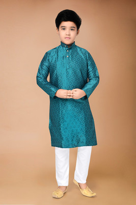 vuriq Boys Festive & Party, Wedding Kurta and Pyjama Set(Blue Pack of 1)