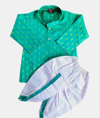 PARROT COLLECTION Baby Boys Casual Kurta and Pyjama Set(Green Pack of 1)