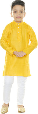 FG FASHION Boys Festive & Party, Formal, Wedding Kurta and Dhoti Pant Set(Yellow Pack of 1)