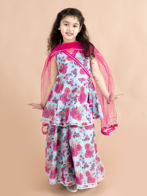 Pspeaches Girls Festive & Party Kurta and Palazzo Set(Multicolor Pack of 1)