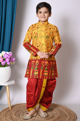 NFC CREATION Boys Festive & Party, Wedding Kurta and Dhoti Pant Set(Yellow Pack of 1)
