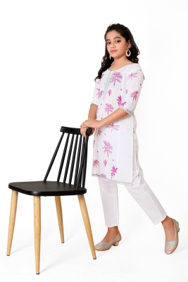 umbrellafashion Girls Casual Kurta and Pyjama Set(White Pack of 1)