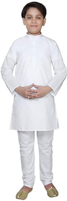 Kolva Boys Festive & Party Kurta and Pyjama Set(White Pack of 1)