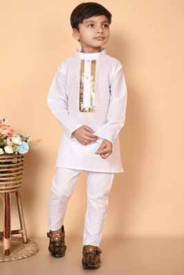 BAPITEXTILE Boys Festive & Party Kurta and Pyjama Set(White Pack of 1)